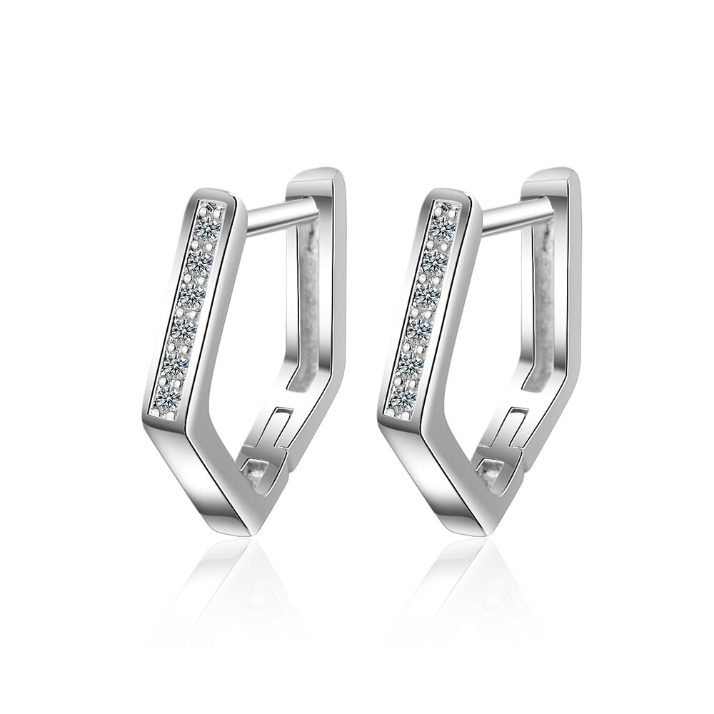 Anenjery Einfache Zirkon Geometrische Ohrringe Für Frauen boucle d'oreille Silber Farbe Ohrringe ohrringe pendientes S-E754: Silber-