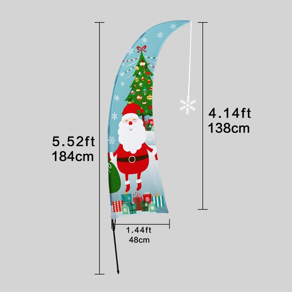 Christmas Light blue Feather Flag Swooper Flag with Pole Kit Outdoor Decoration Garden Party Festival Decor
