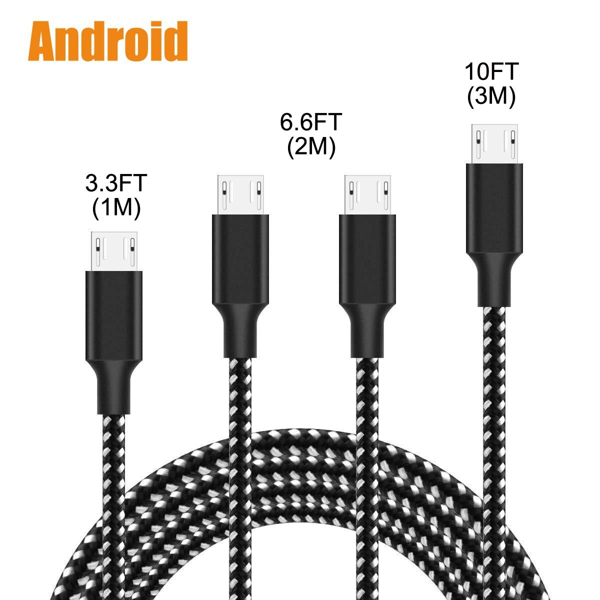 Micro Usb Kabel 1M 2M 3M Snel Opladen Nylon Usb Sync Data Mobiele Telefoon Android Adapter Oplader kabel Voor Samsung Xiaomi Huawei: 2m