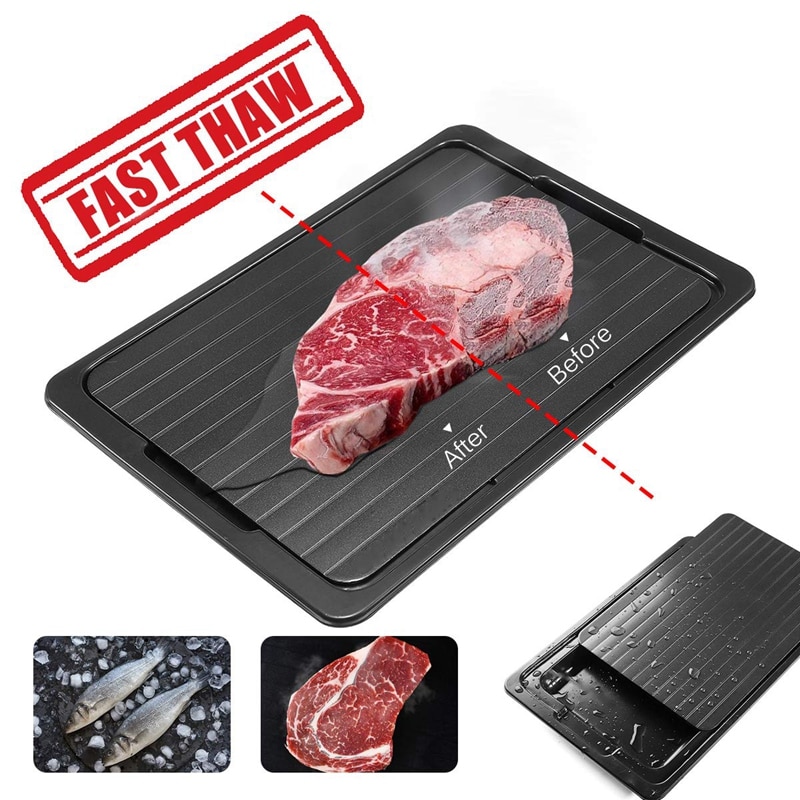 Aluminum Defrost Board Rapid Thawing Tray Without Electricity Chemicals Micro-wave for Thawing freeze Food 34.5 X 24.5 X 3.5Cm