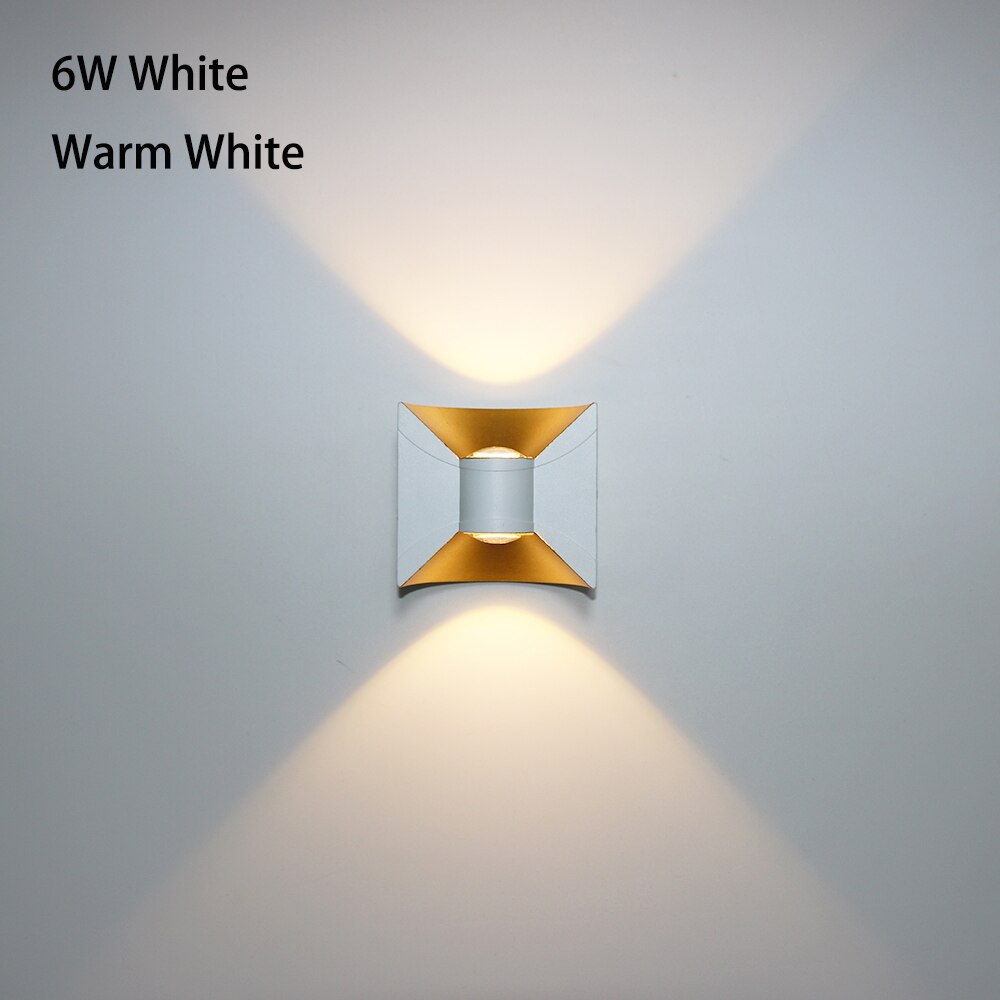 Moderne 6W/12W Led Outdoor Wandlampen Waterdichte IP65 Aluminium Home Verlichting Veranda Tuin Licht Woonkamer waterdichte Wandlamp: 6W White Warm White