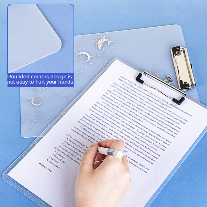 Transparent Clipboard Writing Board Clip A4 Paper Folder PP Pad Splint Kids Stationery Filing Products Office School Supplies