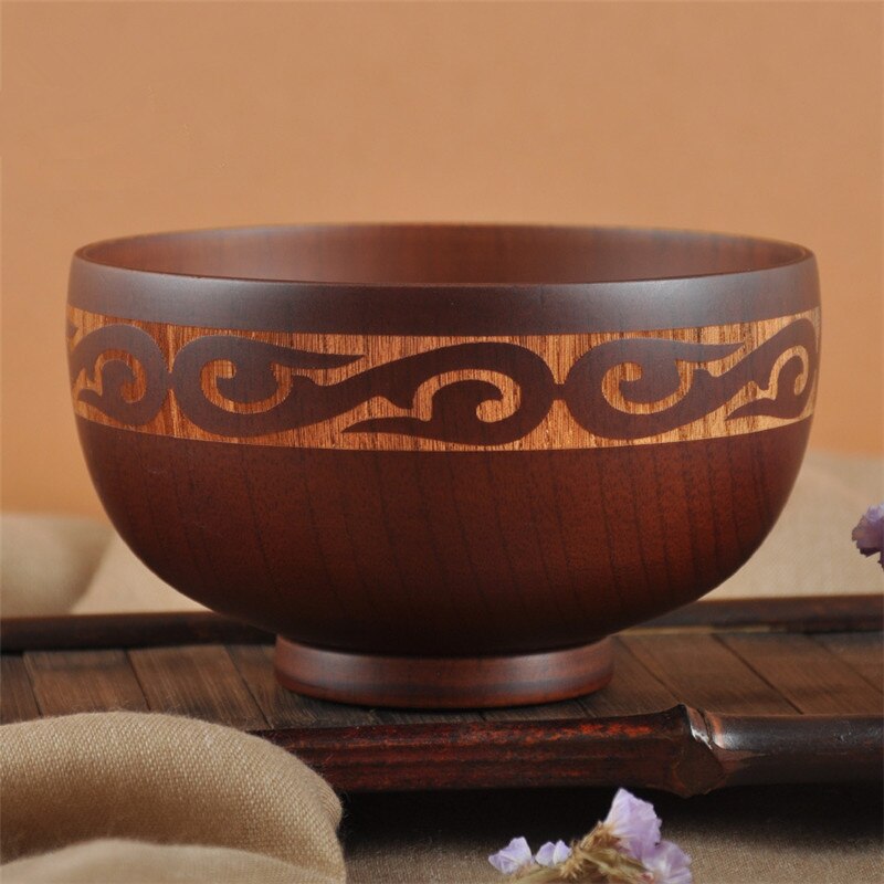 Bol à soupe en bois de style mongol pour enfants, 300ML, bols à nouilles et à riz, en bois naturel, de Style ethnique, Original, vaisselle: 3