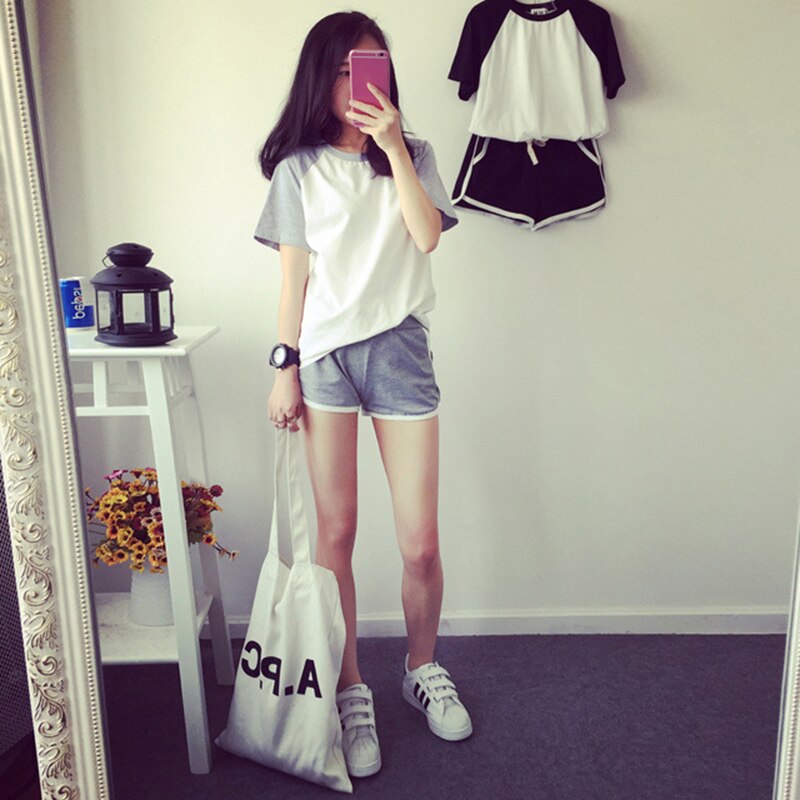 Kvinners bomull pyjamas topper shorts sett sommer løs kortermet pyjamas shorts søt pyjamas dress