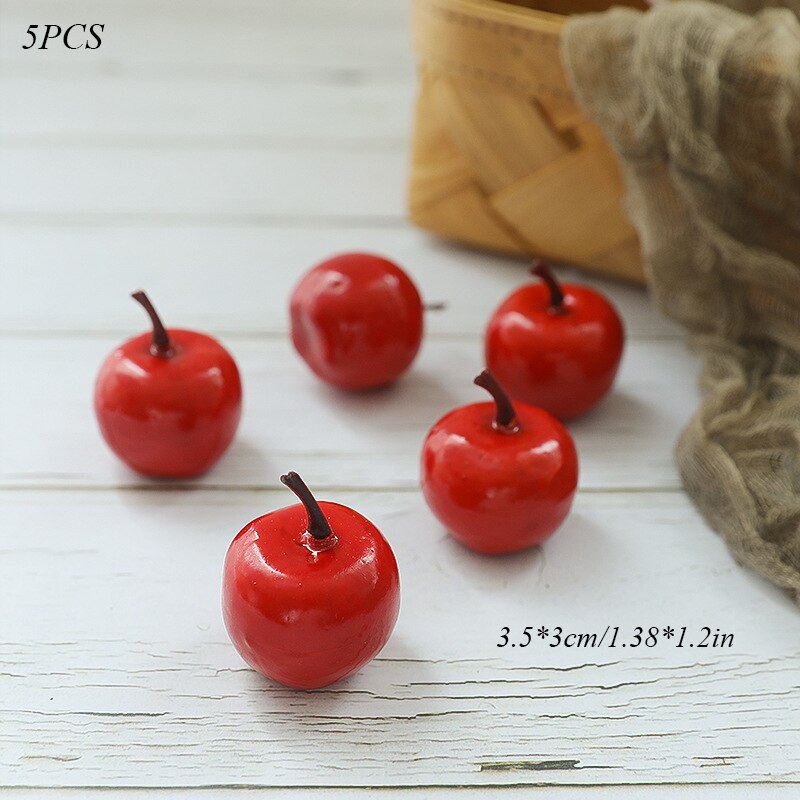 Fruta falsa Artificial de manzana para decoración del hogar, ornamento naranja de simulación, artesanía de comida, accesorios de fotografía,: small red apple