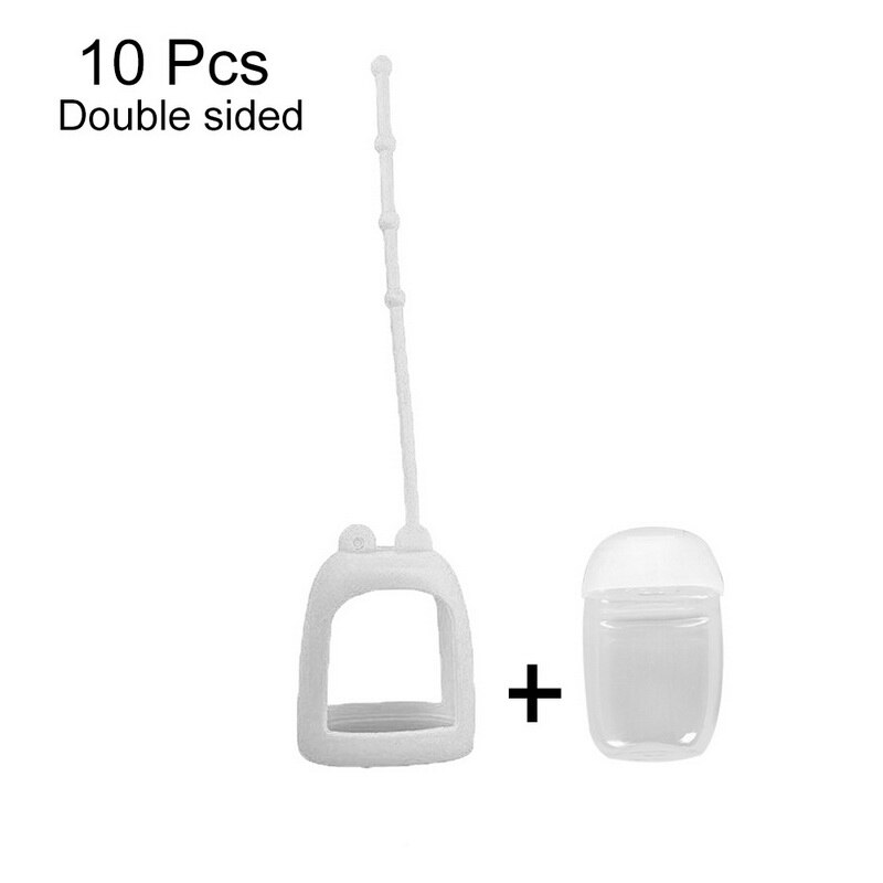 Contenedor de jabón líquido botella vacía portátil de 30ml botella de desinfectante de manos con funda protectora de silicona desmontable: Oval white  10pcs