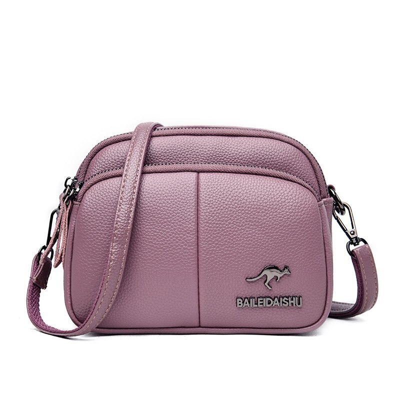 Casual zachte leren kleine schoudertassen voor vrouwen eenvoudige dames crossbody tas merk handtassen: Paars