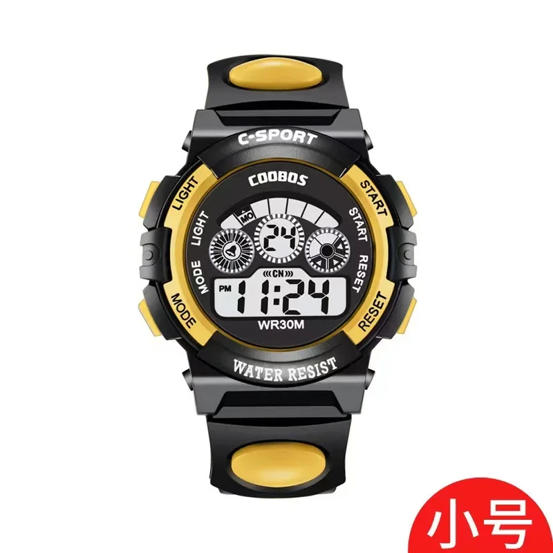 Relojes electrónicos para niños Esfera luminosa Relojes despertadores multifunción impermeables Reloj de pulsera digital LED para niños y niñas: YELLOW