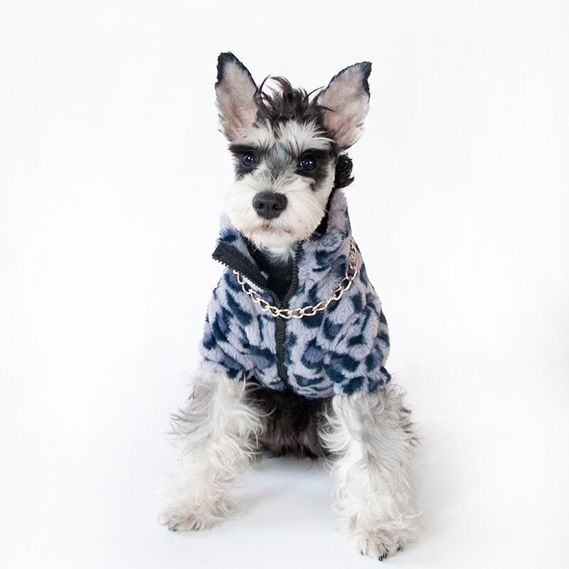 Hond kleding winter luipaard print jas Teddy Chenery mode huisdier kleding