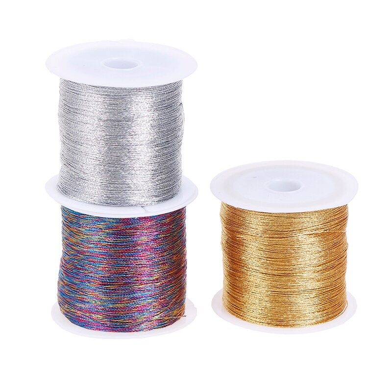 1Roll Gold/Silver 100m Durable Overlocking Sewing Machine Threads Polyester Cross Stitch Strong Threads for Sewing Supplies
