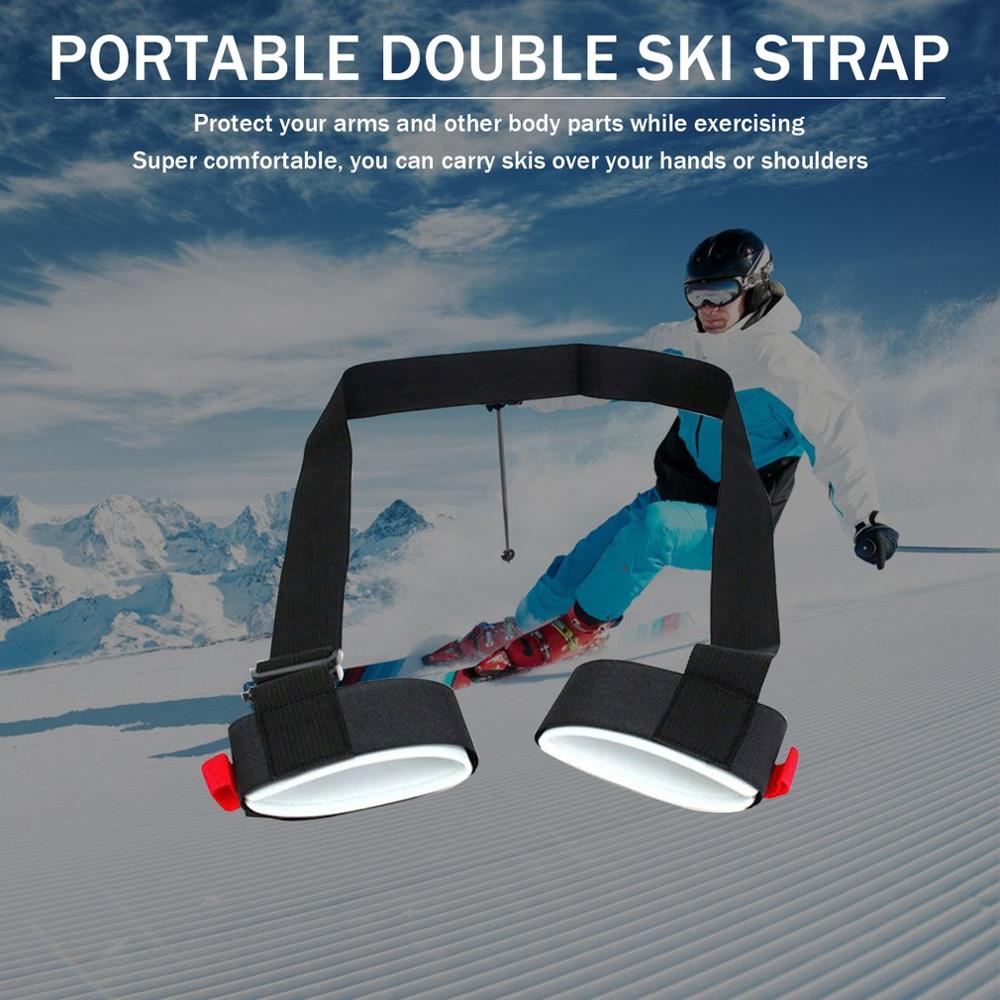 Skiing Pole Shoulder Hand Carrier Lash Handle Straps Porter Hook Loop Protecting Black Nylon Ski Handle Strap Bags