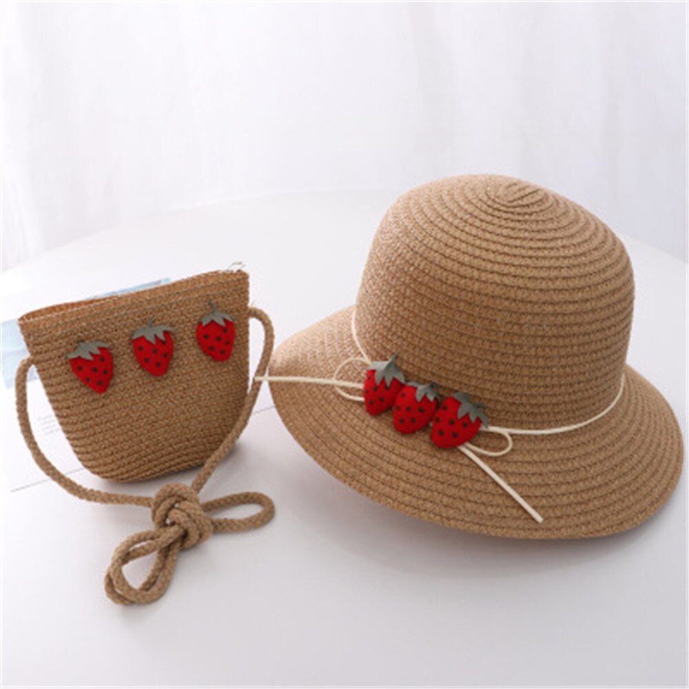Chapeau de paille d'été pour enfants, mignon, fraise, pour la plage, pour filles de 3-8 ans: 15