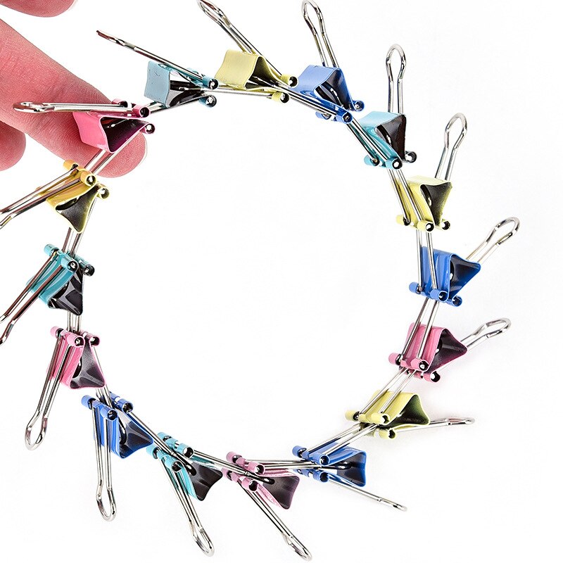 Ezone 20 stk metal binder clips sorte papir clips 15/19mm sorte farverige hjemmekontor bøger fil papir organizer clip mad clips