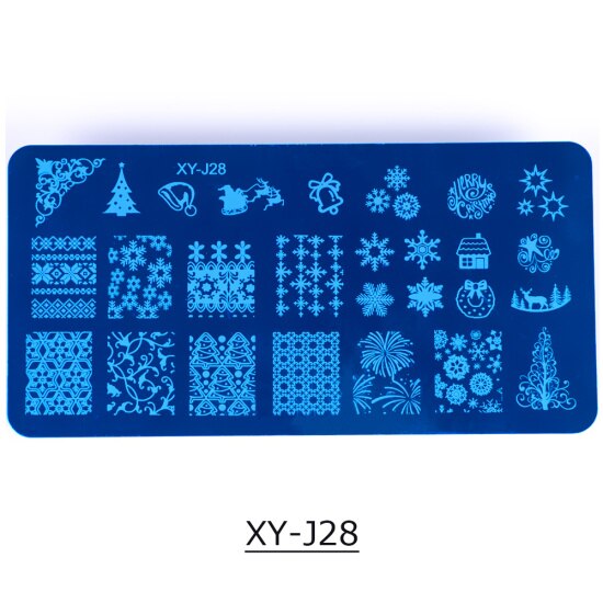 1 stücke Nagel Kunst Vorlagen Weihnachten Entwürfe Stanzen Platten Schneeflocken Hirsch Schablonen Ballon Bild Platten Nagellack Werkzeuge SASTZ-N/ WERDEN: XY-J28