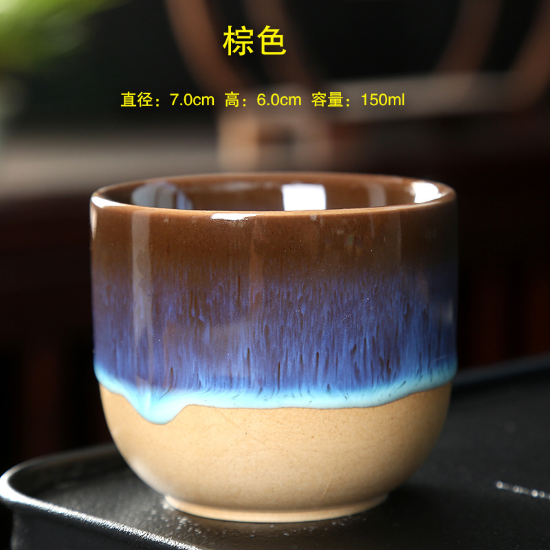 Oven Veranderen China Keramische Theekop Aardewerk Jianzhan Drinkware Temmoku Glazuur Porselein Kung Fu Kopjes Set voor Water Latte Melk: Bruin