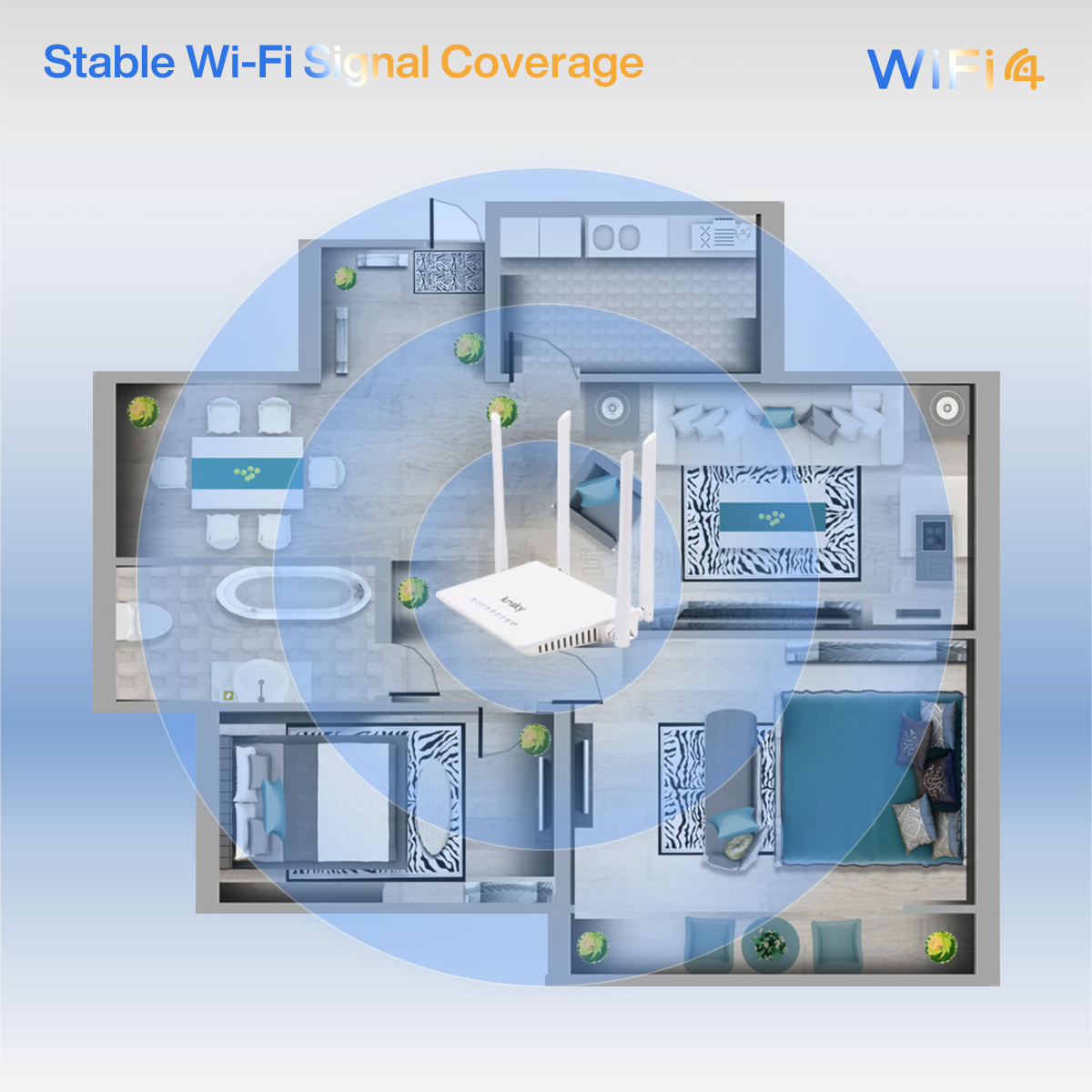 Router bezprzewodowy stacjonarny 300M, router Wi-Fi4, router bezprzewodowy, 802.11n, 2.4G, 300M, dla domu i SOHO