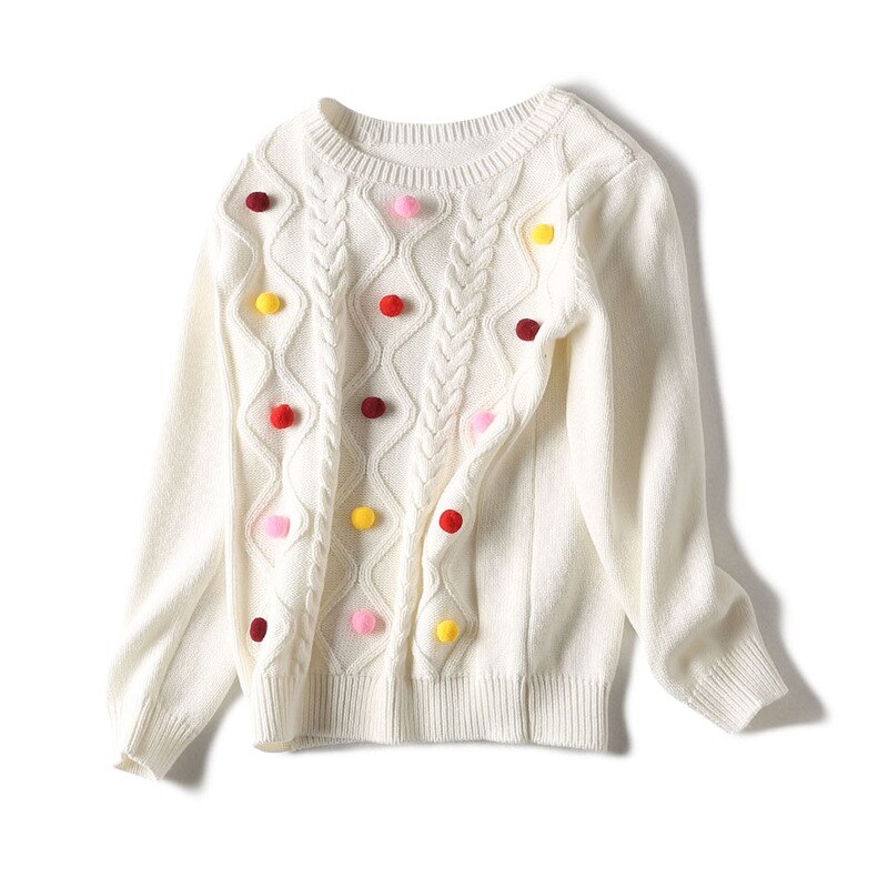 Mode Kinderen Kleding 4-14 Jaar Meisjes Truien Meisjes Truien Gebreide Trui: WHITE / 12
