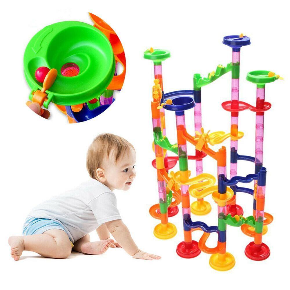 105 stücke Set DIY Bau Marmor Rennstrecke Bausteine Kinder Labyrinth Roller Ball Spielzeug weihnachten