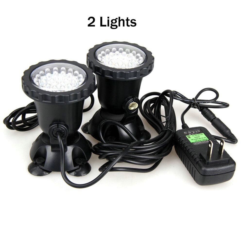 Spot lumineux submergé, étanche conforme à la norme IP68, éclairage submergé, idéal pour un Aquarium, une fontaine, une piscine ou un étang, 36 V, rvb: 2 Lights No Remote