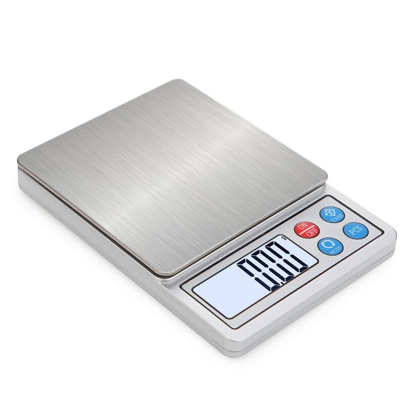 0.01/0.1g præcision lcd digitale vægte 600g/1/2/3kg mini elektroniske gram vægt balance skala te bagning vejning skala: Hvid / 3kg