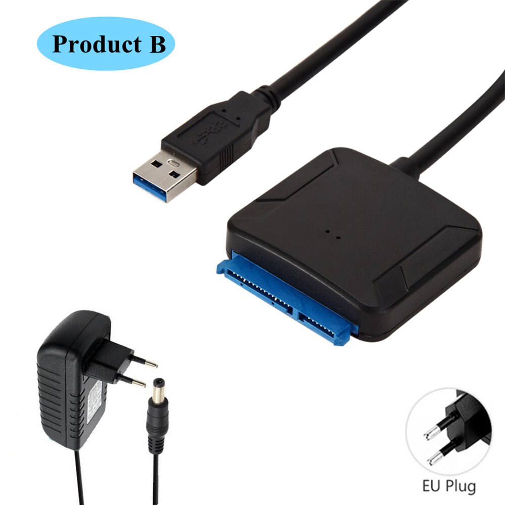 Pzzpss Usb 3.0 Naar Sata 3 Kabel Sata Naar Usb Adapter Convert Kabels Ondersteunen 2.5/3.5 Inch Externe Ssd hdd Adapter: with EU plug