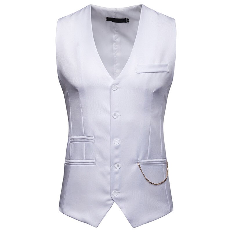 Gilet de costume de mariage blanc pour homme, veste slim fit à simple boutonnage, style business décontracté, 2022 marques: Blanc / M