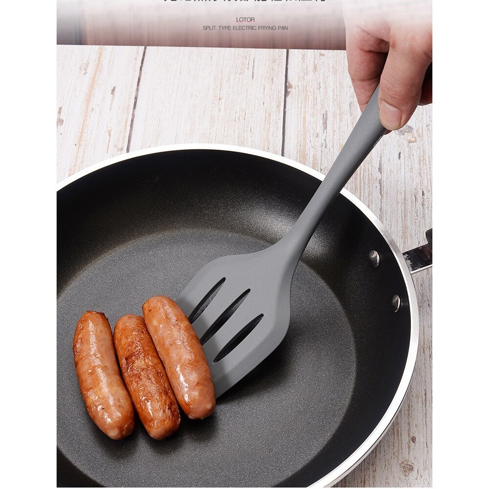 Gray Silicone Cooking Utensils 10 Pcs Kitchen Utensil Set Non-stick Spatula Wooden Handle with Storage Box Kitchen Tools