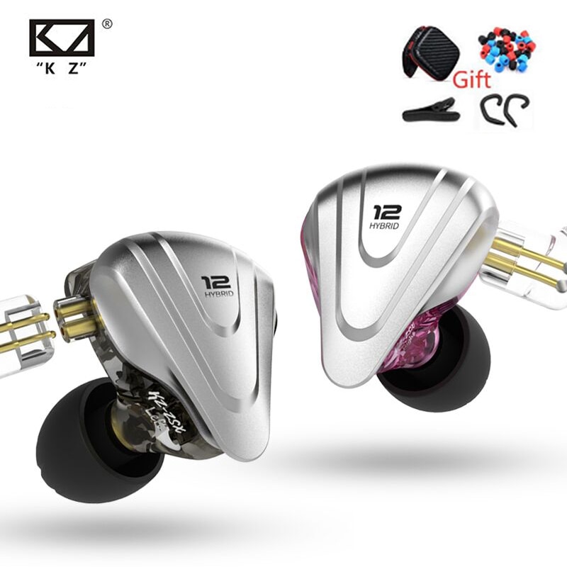 Kz zsx metal-ohrhörer 5ba+1dd hybrid-technologie, 12 treibern, hifi-bass, in-ear-monitor-kopfhörer mit geräuschunterdrückung