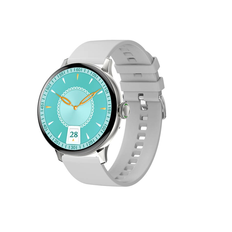 Smartwatch für damen , dt2 1.19 zoll-runddisplay, bluetooth-anruffunktion, herzfrequenzmesser, fitness-tracker für android und ios: Silberband