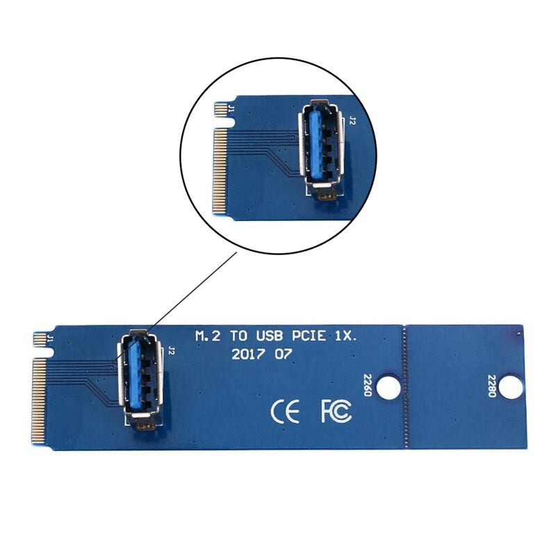 M .2 to usb 3.0 pci -e 16x spor riser card vga utvidelseskabel linje blå