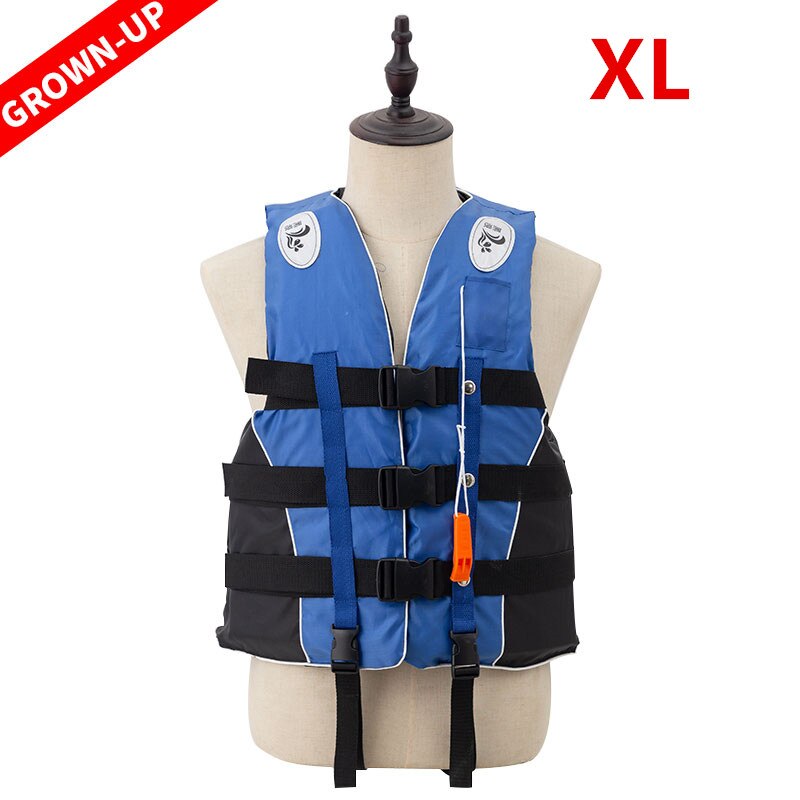 Adult Life Vest Jacket Swimming Boating Ski Surfing Survival Drifting Life Vest with Whistle Water Sports Man Jacket Polyester: Blue XL