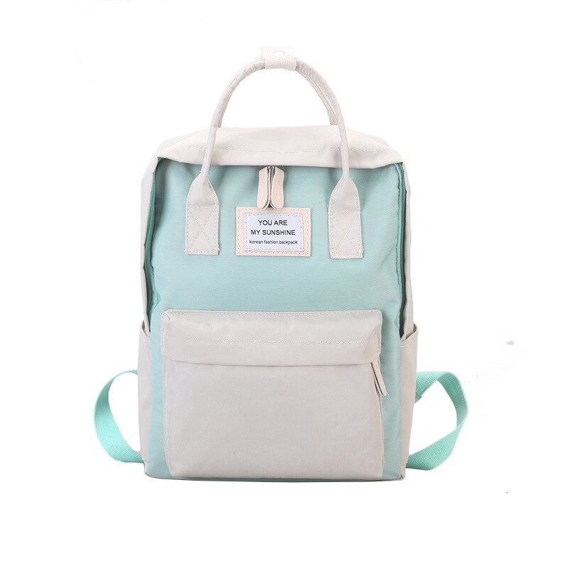 Mochila de lona para mujer , mochila impermeable de color caramelo para Chica adolescente, bolso escolar, mochila portátil grande bonita, mochila de de retazos: Azul oscuro
