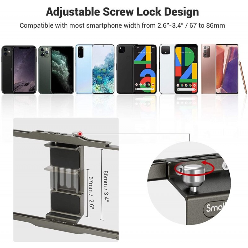SmallRig Universal Mobile Phone Cage Smartphone Video Rig Filmmaking Vlogging Rig Case Stabilizer Alloy Grip Tripod 2791