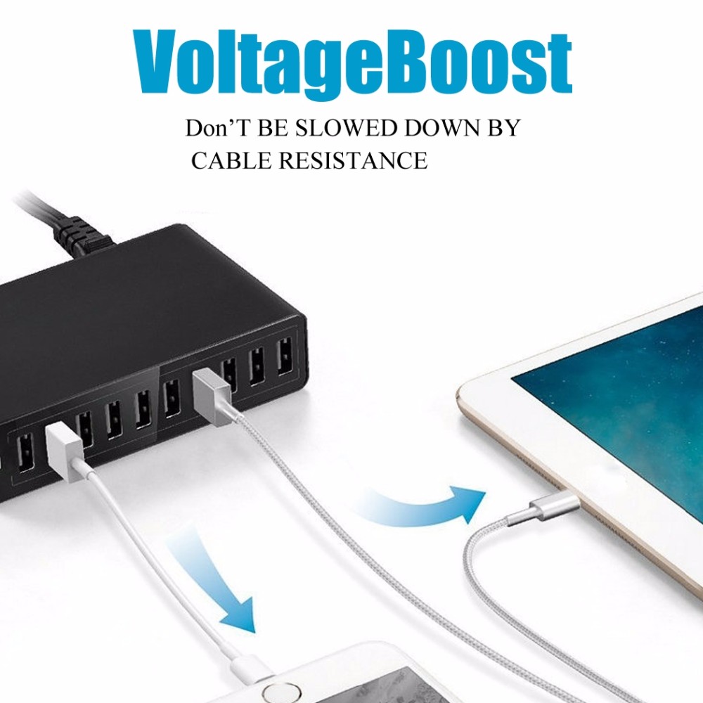 10A 50W 10 Port Usb Power Opladen Hub Powerport Multi-Port Usb Charger Eu Ons Uk Standard Smart multi Beschermen Voltageboost