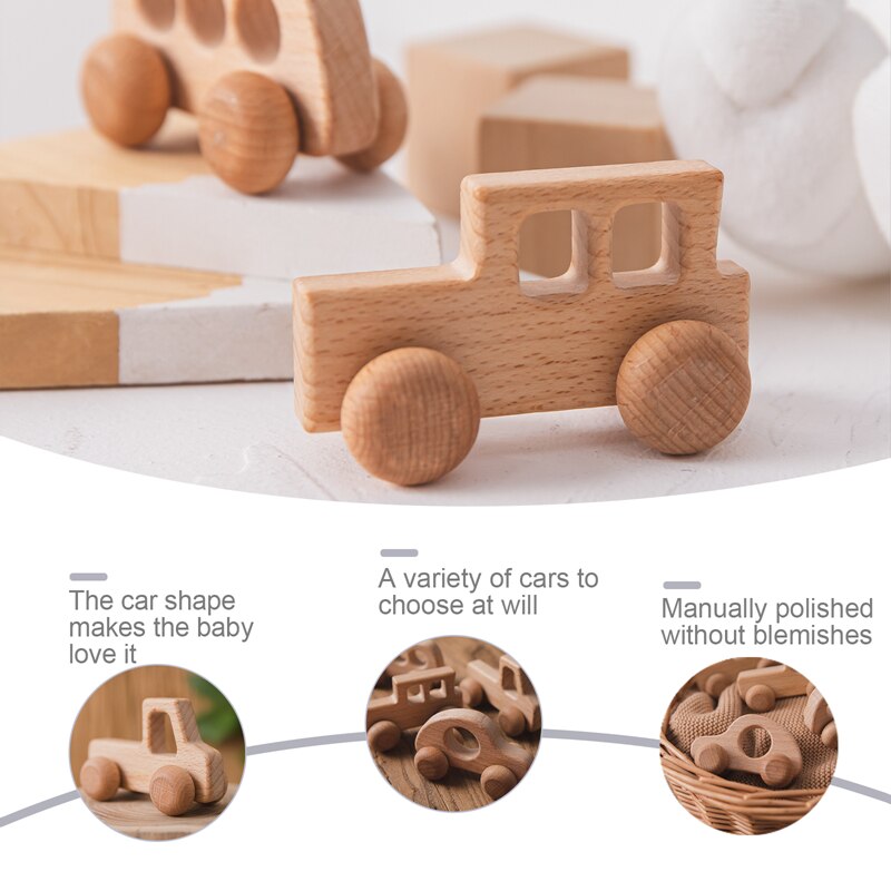 Baby Toys Beech Wooden Blocks Wooden Car Cartoon Educational Montessori Toys For Children Teething Baby Birthday Products