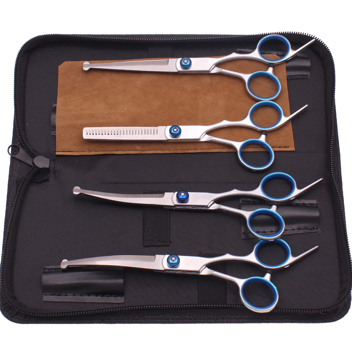 6.0 ''Huisdier Grooming Veiligheid Schaar Haar Knippen Gebogen Dunner Kam Scharen Sets Voor Thuis Honden Katten Salon C3066: SCARLET
