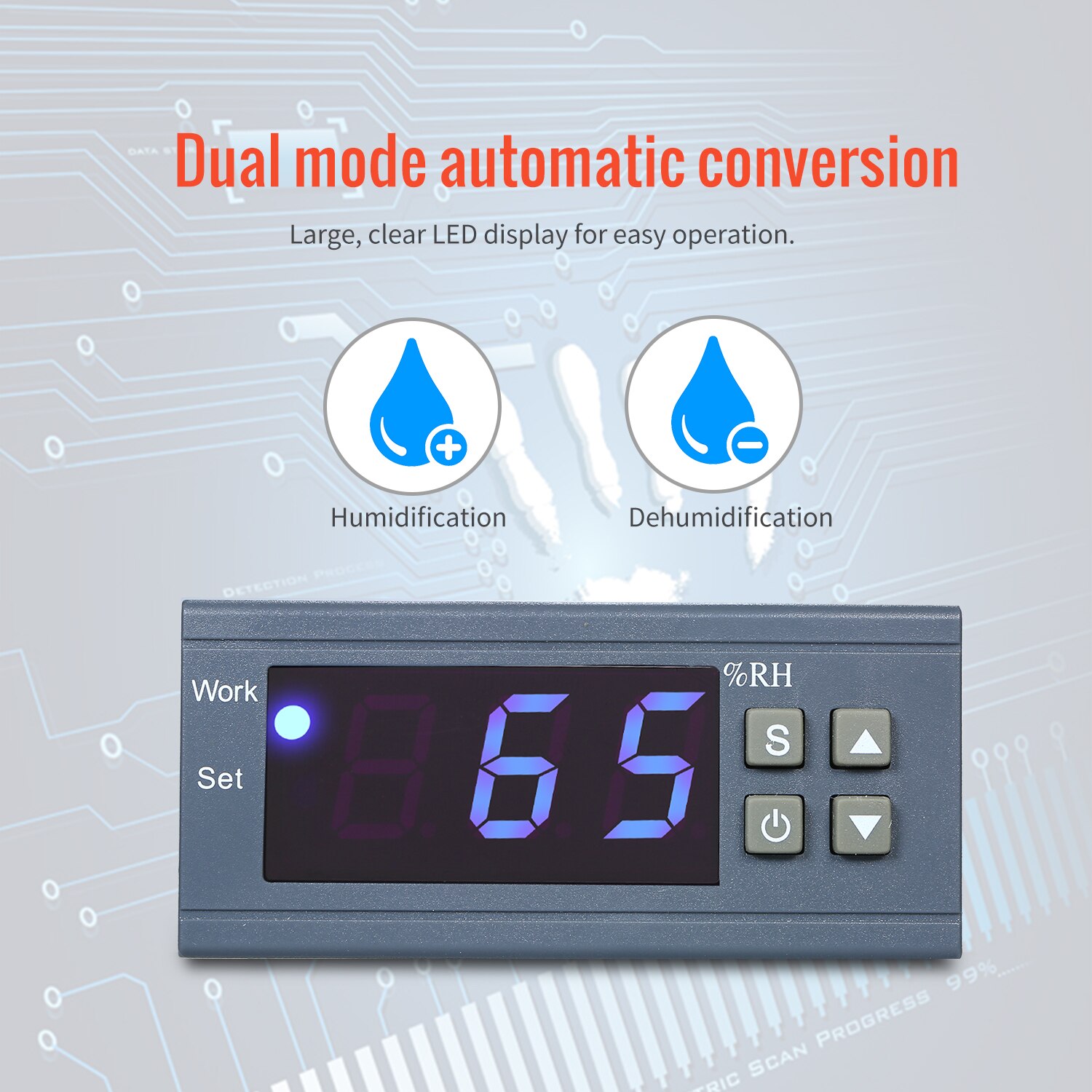 12V Digital Humidity Controller High Accuracy Capacitive Humidity Controller LED Display Humidity Regulator Hygrostat