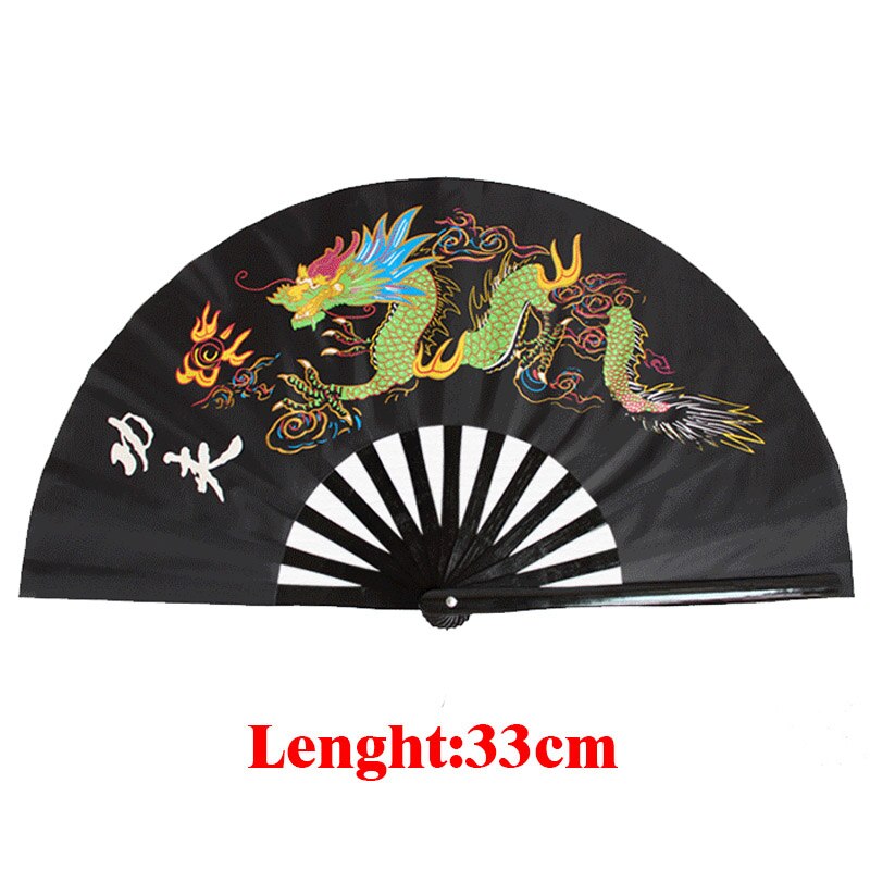 Éventail Kung fu Tai chi en bambou de 33cm, haut de gamme, main droite, Arts martiaux, produits Wushu: Black Dragon Kung Fu