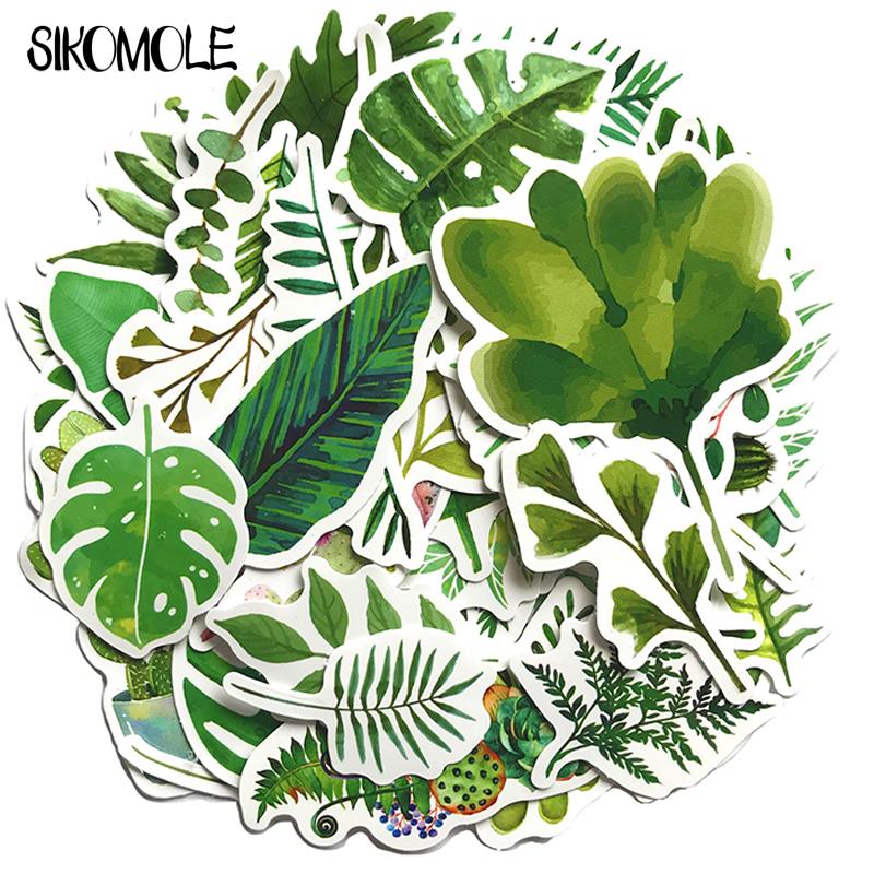 10/30/60Pcs Mini Plant Lijm Briefpapier Sticker Groen Blad Case Koffer Diy Speelgoed Laptop Gitaar Skateboard decals Sticker F5