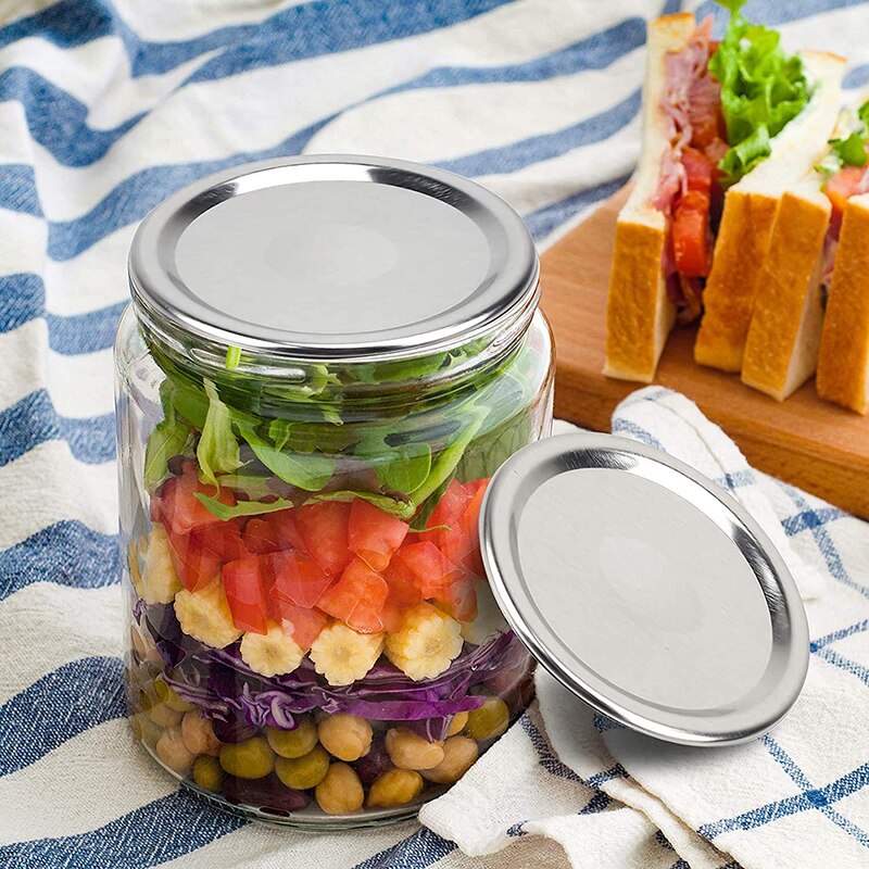 24Pcs Replacement Mason Jar Lids with Silicone Seals Rings Reusable for 70/86MM Regular Wide Mouth Canning
