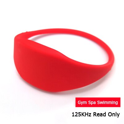 Pulsera EM 125Khz EM4100, pulsera de silicona RFID, solo lectura, Protocolo 18000-2: WB05-Red