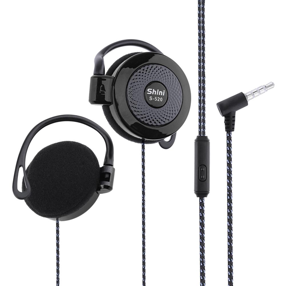 Voor Shini S-520 3.5Mm Stereo Mp4 Oorhaak Game Sport Mobiele Telefoon Universele Headset Oorhaak Headsets draad Sport Earph: Black