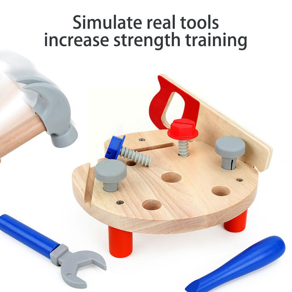 Banc à outils de Simulation en bois pour enfants, boîte à outils de Simulation, entretien du jouet démontage écrou bricolage combinaison de vis Q2W7