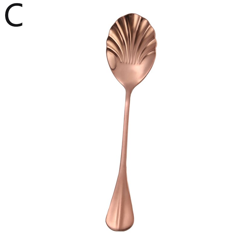 Shell Shape Stainless Steel Spoon Teaspoons Coffee Spoons Ice Cream Sugar Dessert Spoons Tableware Kitchen Accessories: C
