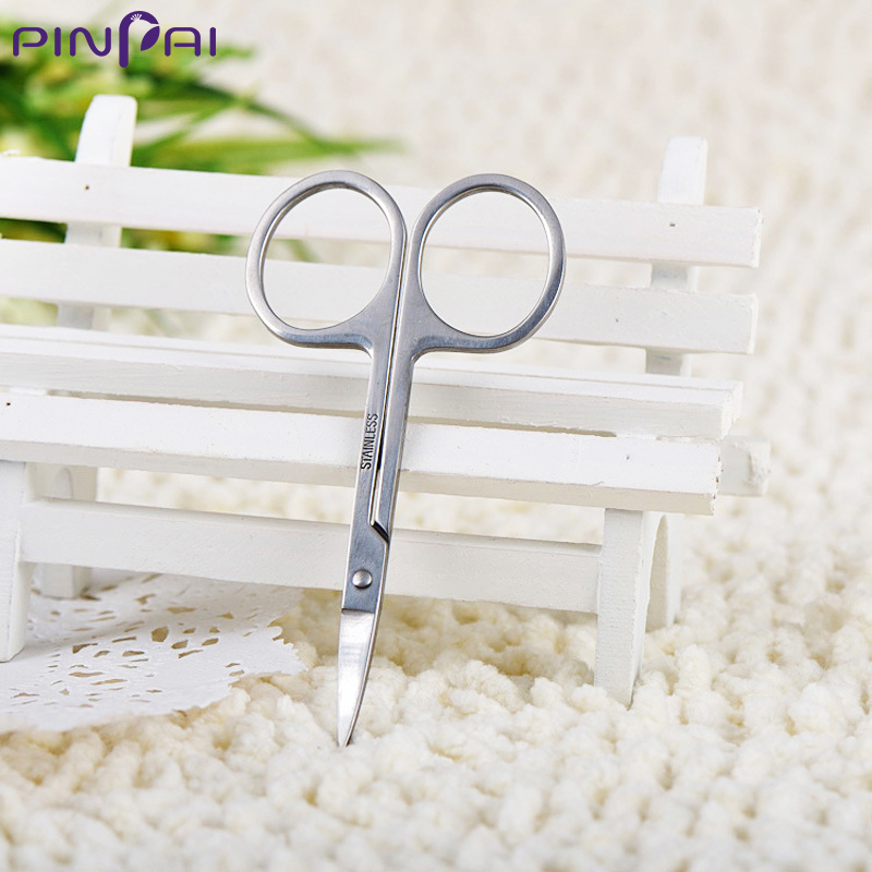 Tijeras para uñas de acero inoxidable , para manicura, cejas, pelo, decoración de cutículas, curvadas, herramienta de maquillaje, D159