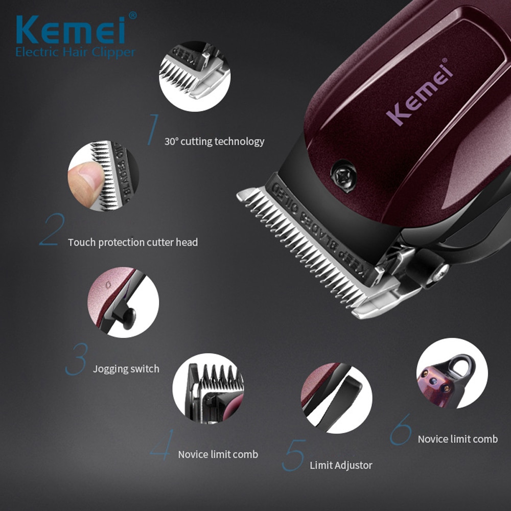 Kemei KM-2600, maquinilla de afeitar eléctrica con cabeza de acero al carbono, cortadora de pelo, potente máquina de afeitar el pelo, herramienta de corte de pelo