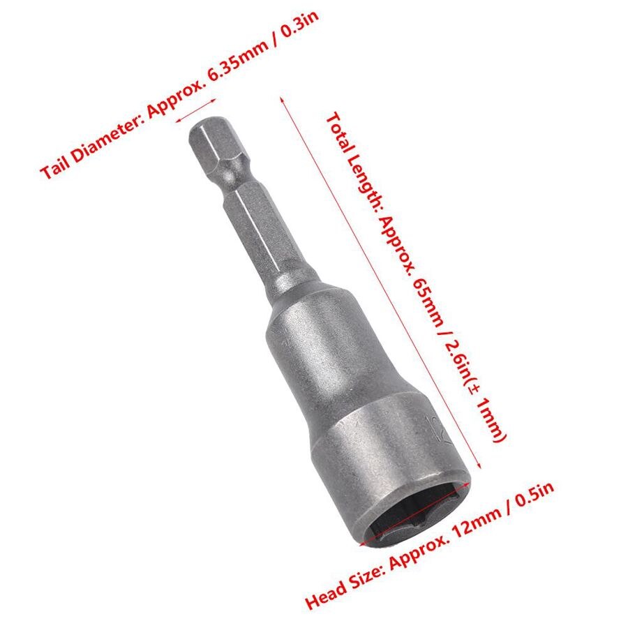 5Pcs 12mm Magnetic Hex Socket Tool Steel Electric Screwdriver Magnetic Drill Bit Adapter