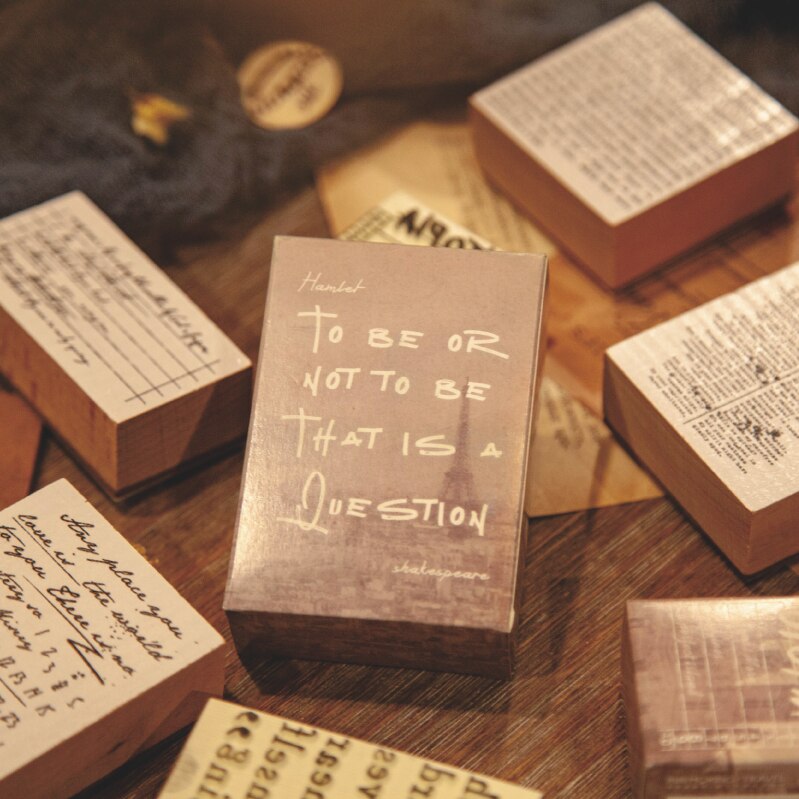 Retro English Library series decoration stamp wooden Round rubber stamps for scrapbooking stationery DIY craft standard seal