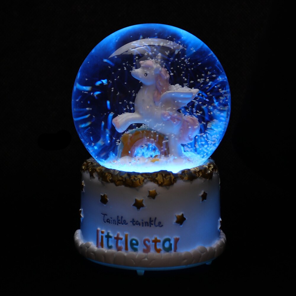 Music Box Crystal Ball Tabletop Crystal Ball Ornament Unicorn Crystal Ball Lamp
