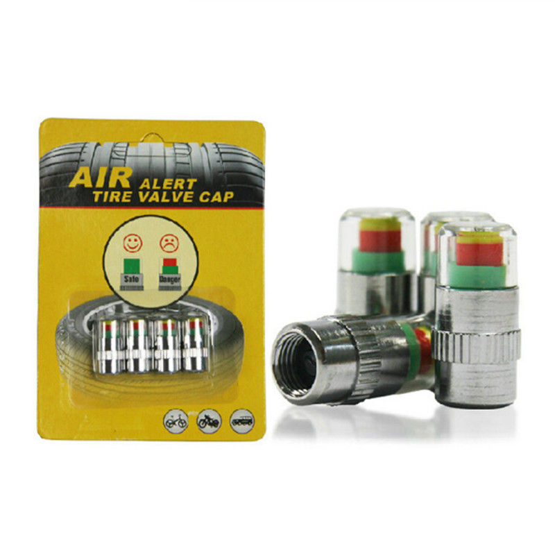 2/4 stuks autobandenspanningsindicator bandenspanningsmeter indicator alert monitoring ventieldop sensor externe klepdetectie